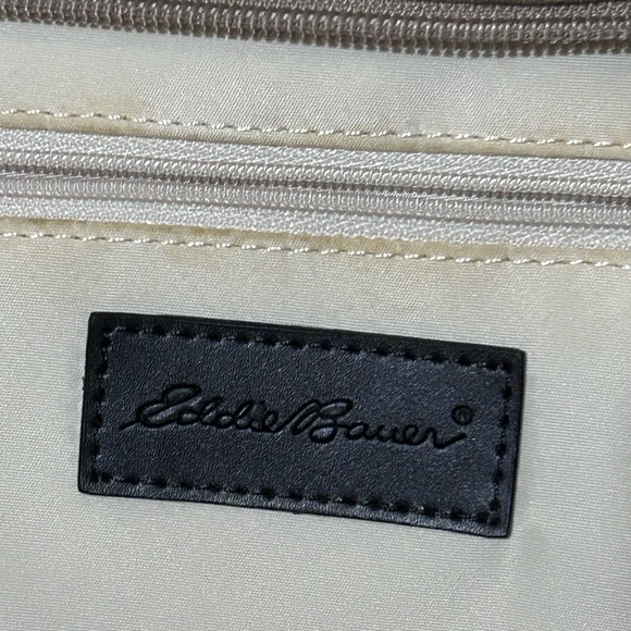 Eddie Bauer Canvas Tote Purse with Brown Leather Shoulder Straps - Picture 3 of 3